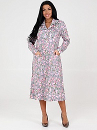 Женское платье "Бабушка" длинный рукав ПлК-325 / Сакура на сером